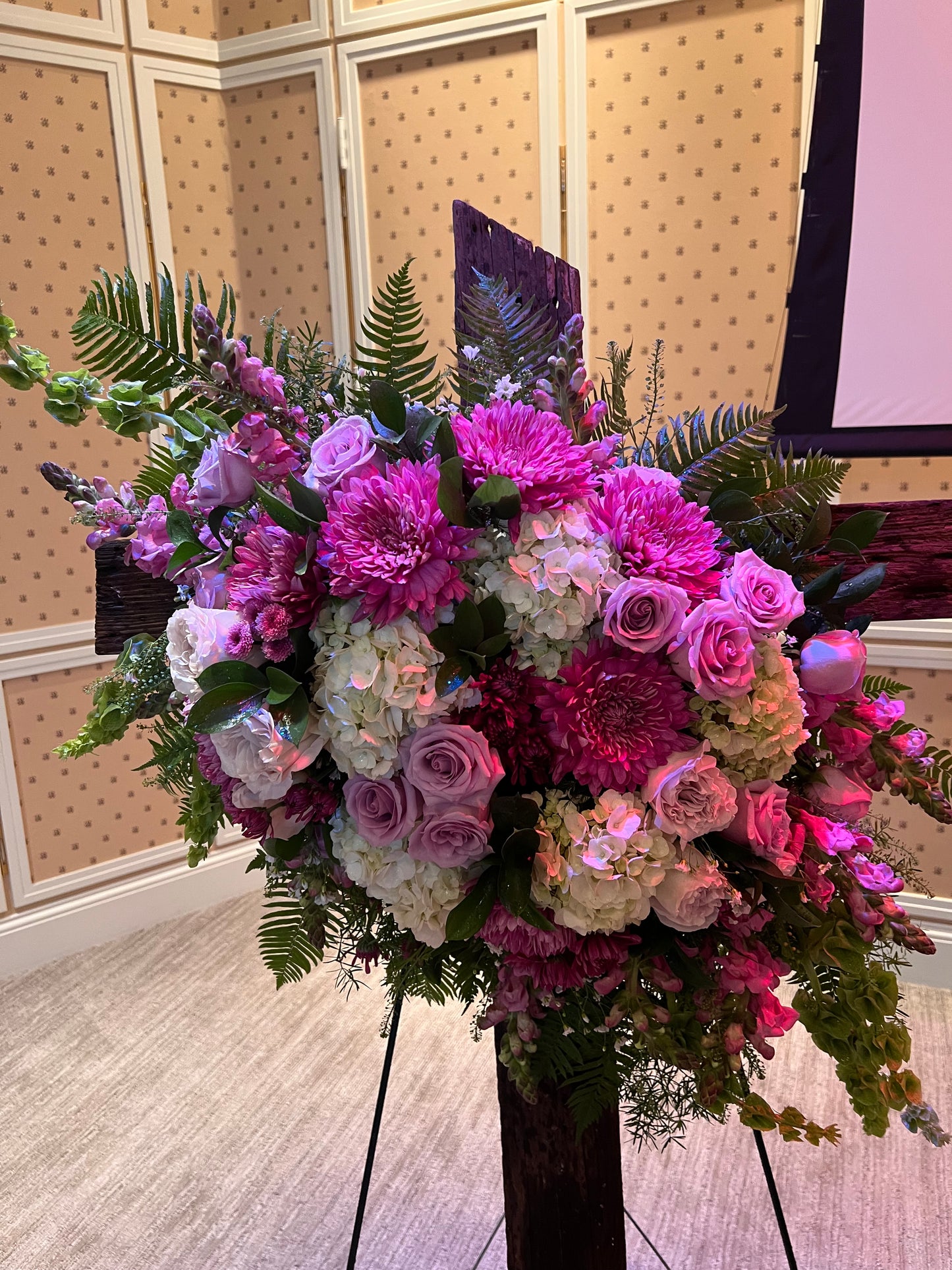 Rustic Wood Cross Standing Spray | Funeral Flowers