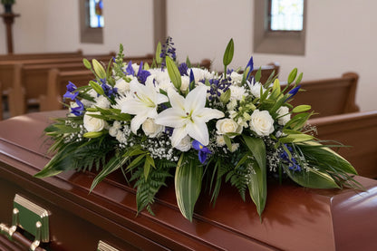 Half Casket Spray with Roses – Custom Funeral Floral Tribute