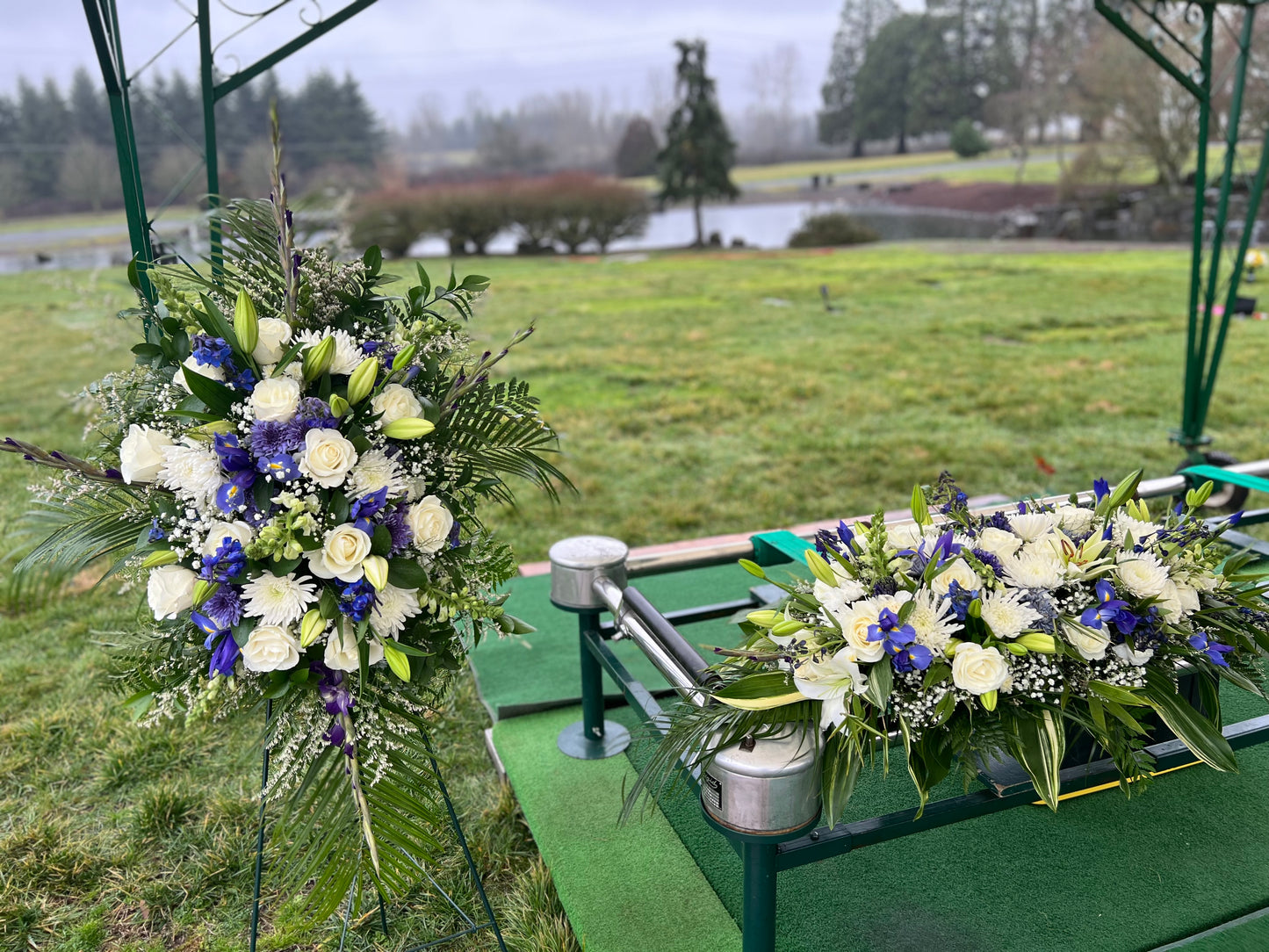 Full Casket Spray with Roses – Custom Funeral Floral Tribute