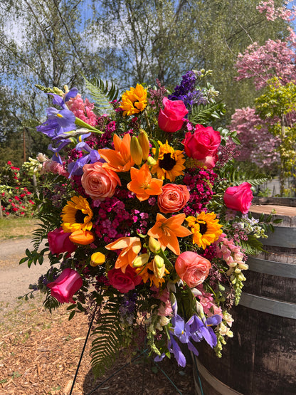 Bright Standing Funeral Spray | Celebration of Life Flowers