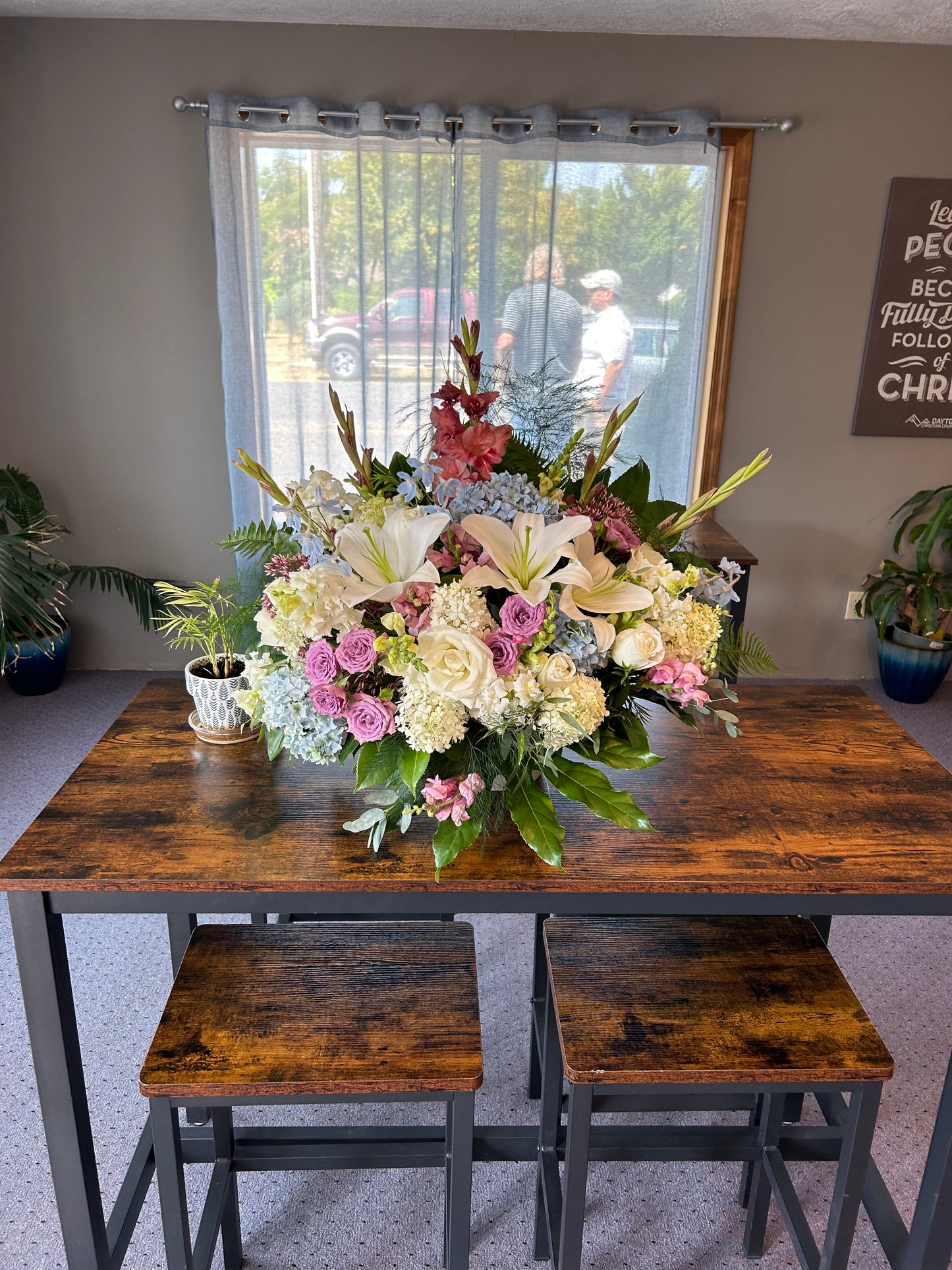 Sympathy Arrangement with Lilies & Roses | Funeral Flowers