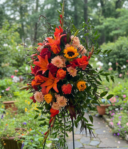 Bright Standing Funeral Spray | Celebration of Life Flowers
