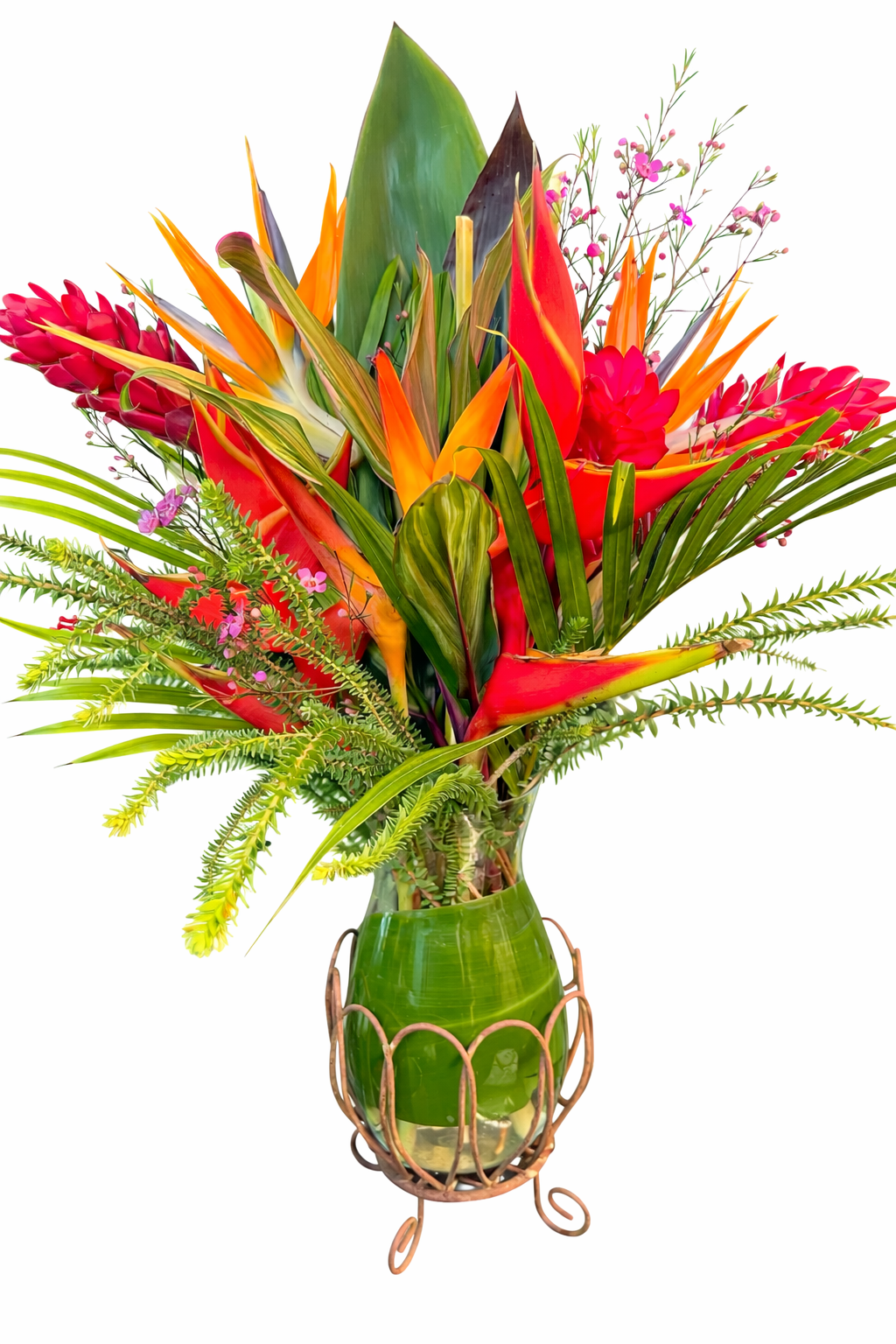 Tropical Orchid & Birds of Paradise Valentine Arrangement