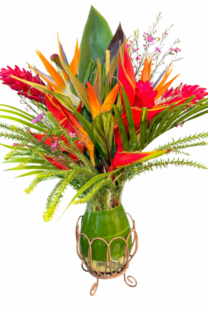 Tropical Orchid & Birds of Paradise Valentine Arrangement