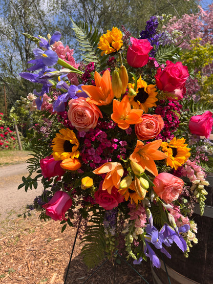 Bright Standing Funeral Spray | Celebration of Life Flowers