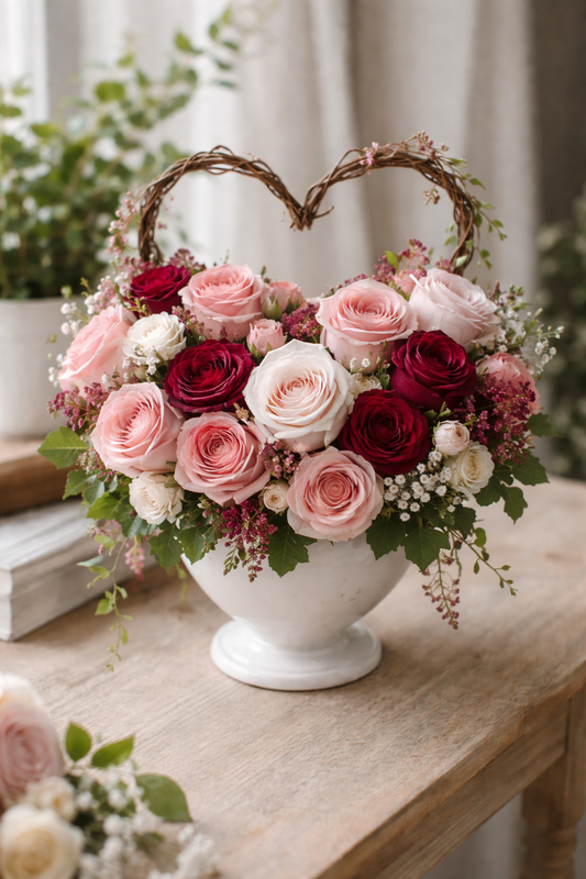 The Valentine 💌 – Valentine Rose Compote Arrangement