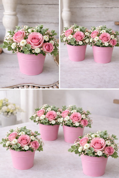 Galentine’s Flowers for Friends — Valentine’s Pink Bucket Bouquet 💝