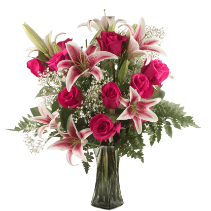 # 7b.  Valentine's Day Arrangement - Mixed Roses & Flowers in a Basket