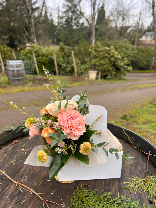 Flowers in Coffee Carrier Box 💐