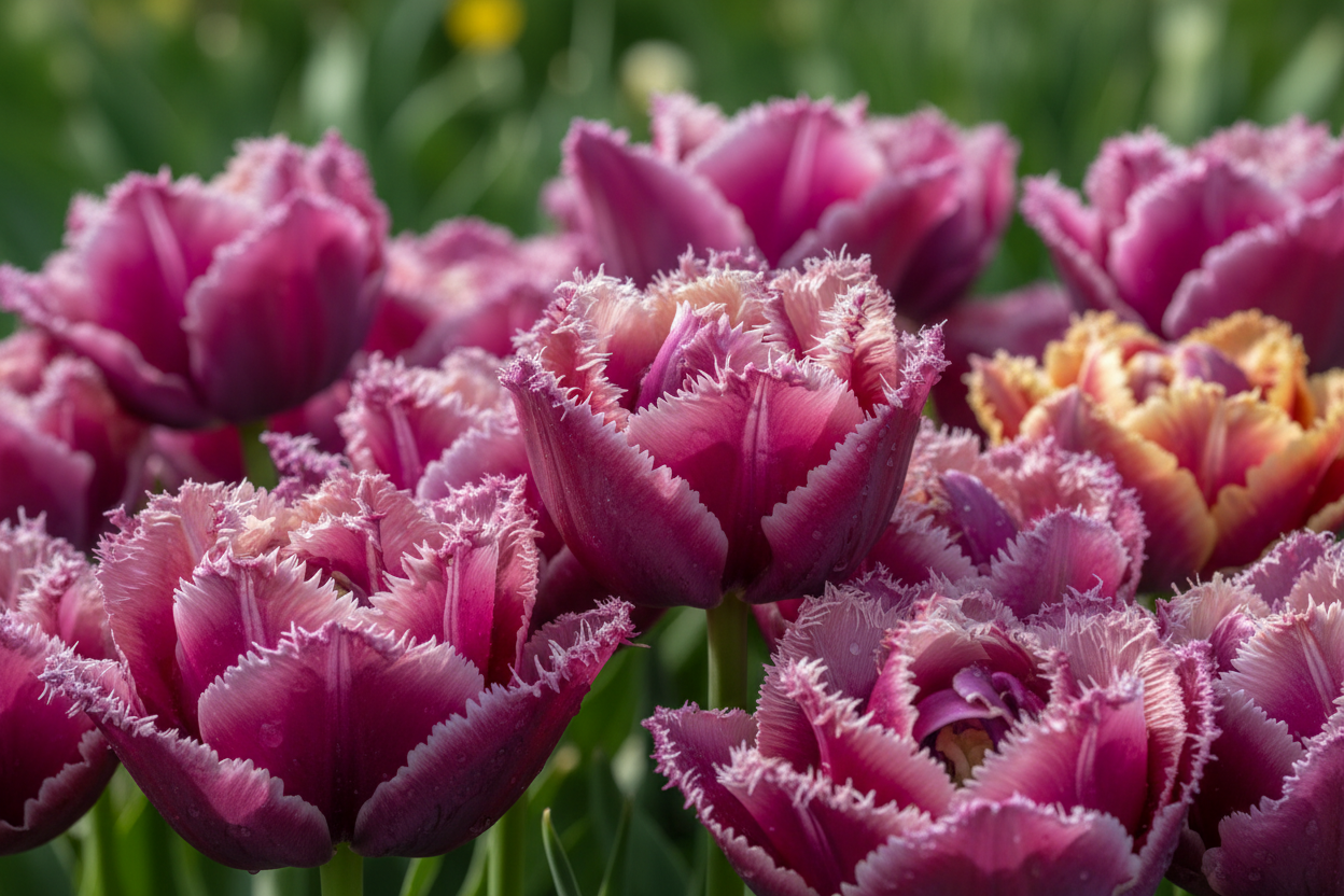 Perth tulips feature stunning violet-pink double blooms with delicate pink-fringed edges. These late-spring bloomers grow 10-16 inches tall and thrive in sun or partial shade, making them perfect for borders, containers, and bouquets.
Type: Fringed Double Tulip
Color:&nbsp;Light pink with fringed, serrated edges. Transforms to apricot. At times these have a light lavender color.