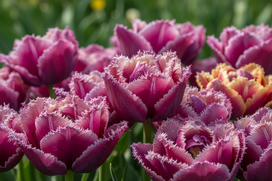 Perth tulips feature stunning violet-pink double blooms with delicate pink-fringed edges. These late-spring bloomers grow 10-16 inches tall and thrive in sun or partial shade, making them perfect for borders, containers, and bouquets.
Type: Fringed Double Tulip
Color:&nbsp;Light pink with fringed, serrated edges. Transforms to apricot. At times these have a light lavender color.