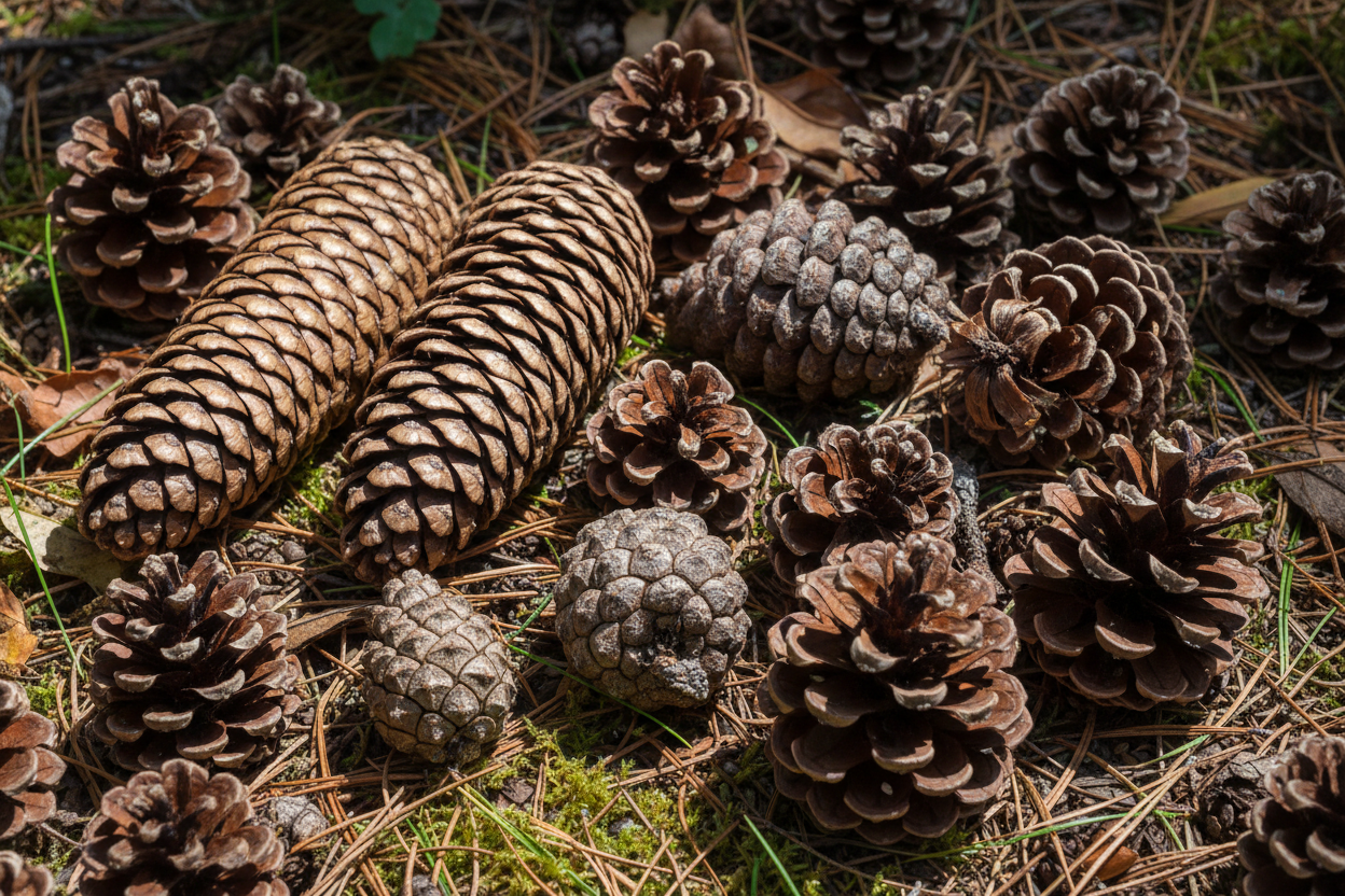 pine cones of all sizes and shapes